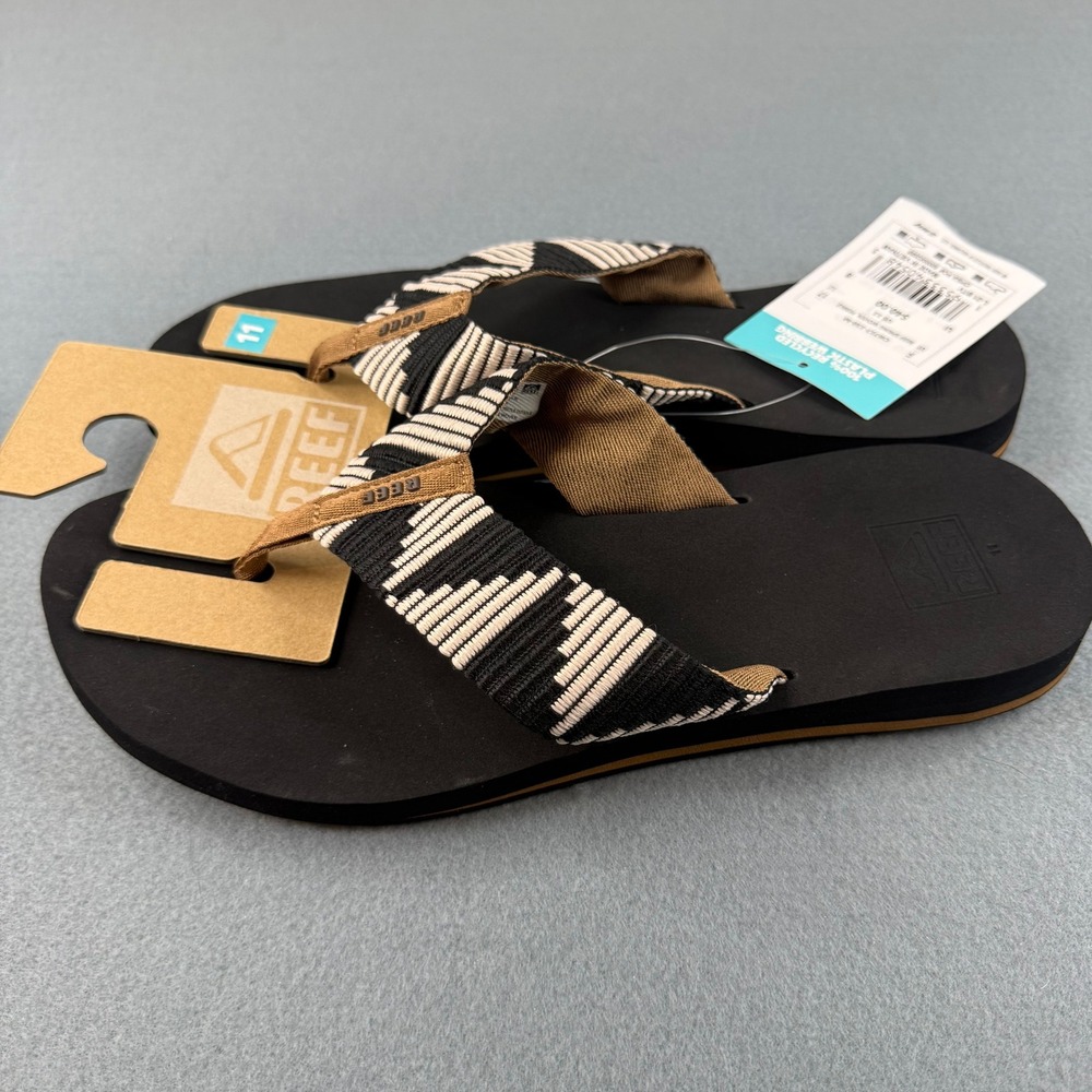 Reef Spring Woven Flip Flops Women 11 Black Pebble CI6717-110-M Recycled Webbing - Picture 4 of 7